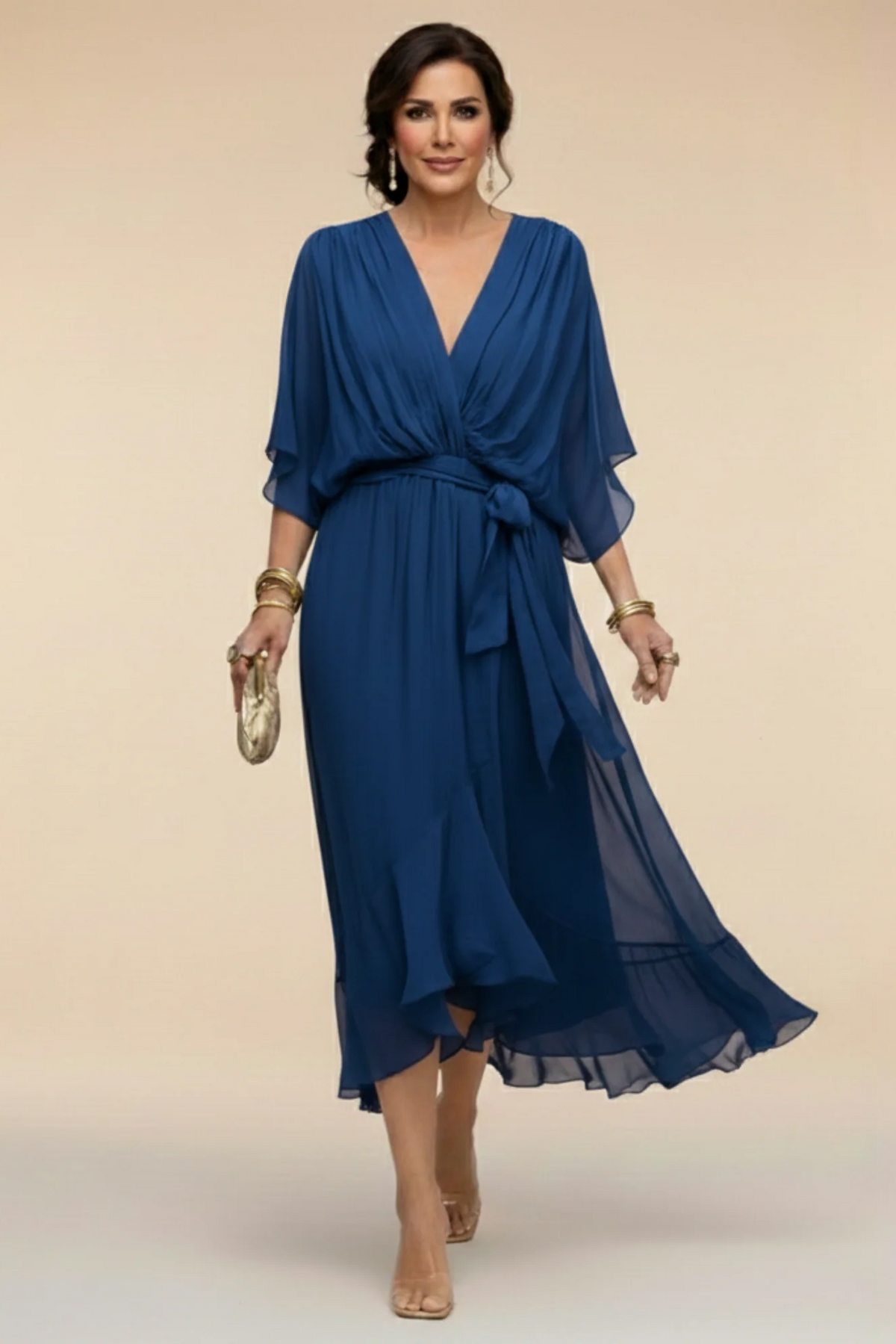 Carmen | Vestido de chiffon con escote en V