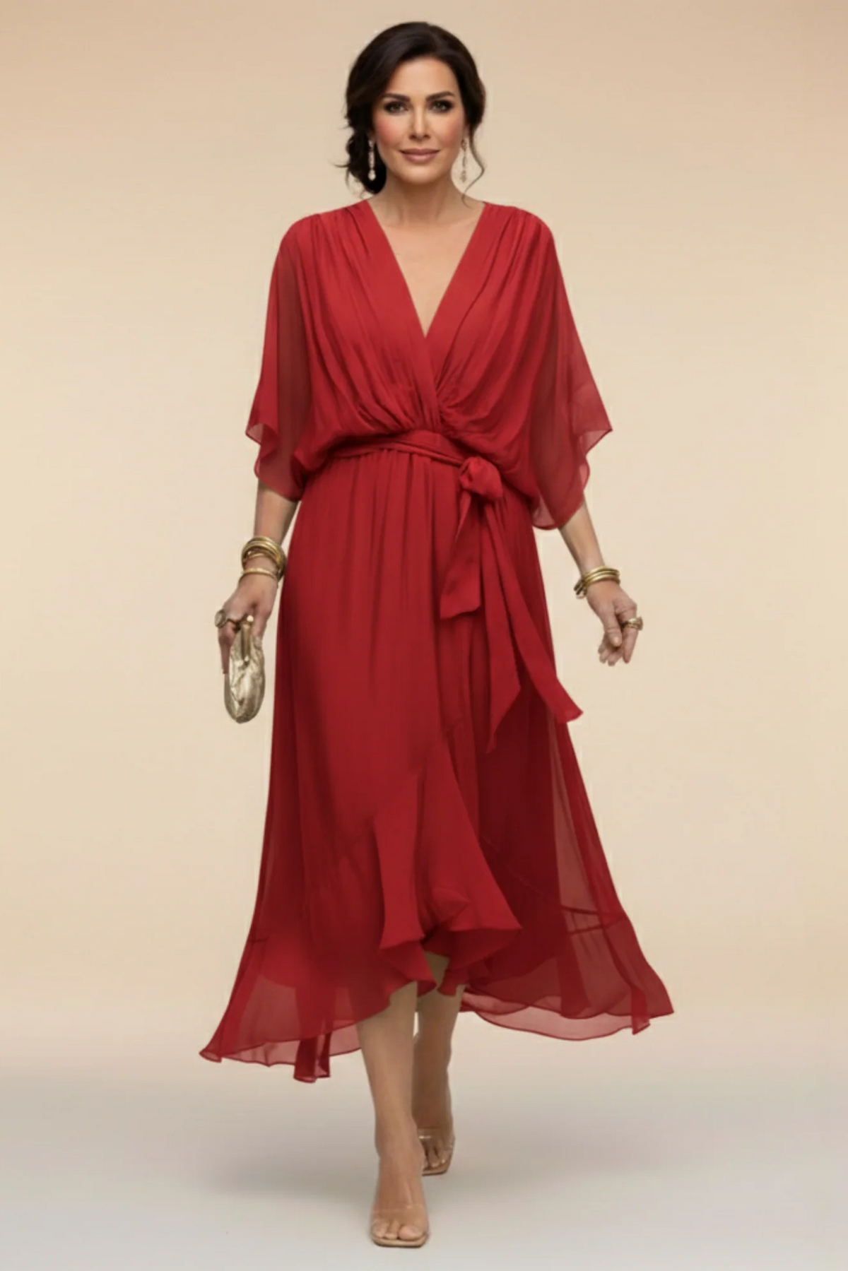 Carmen | Vestido de chiffon con escote en V