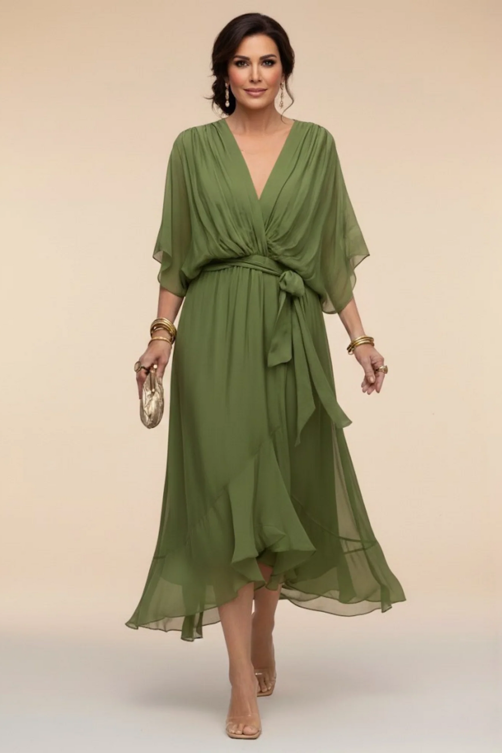 Carmen | Vestido de chiffon con escote en V