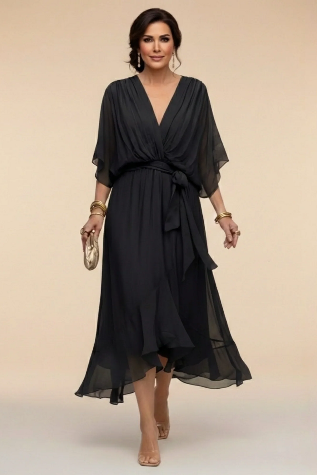 Carmen | Vestido de chiffon con escote en V
